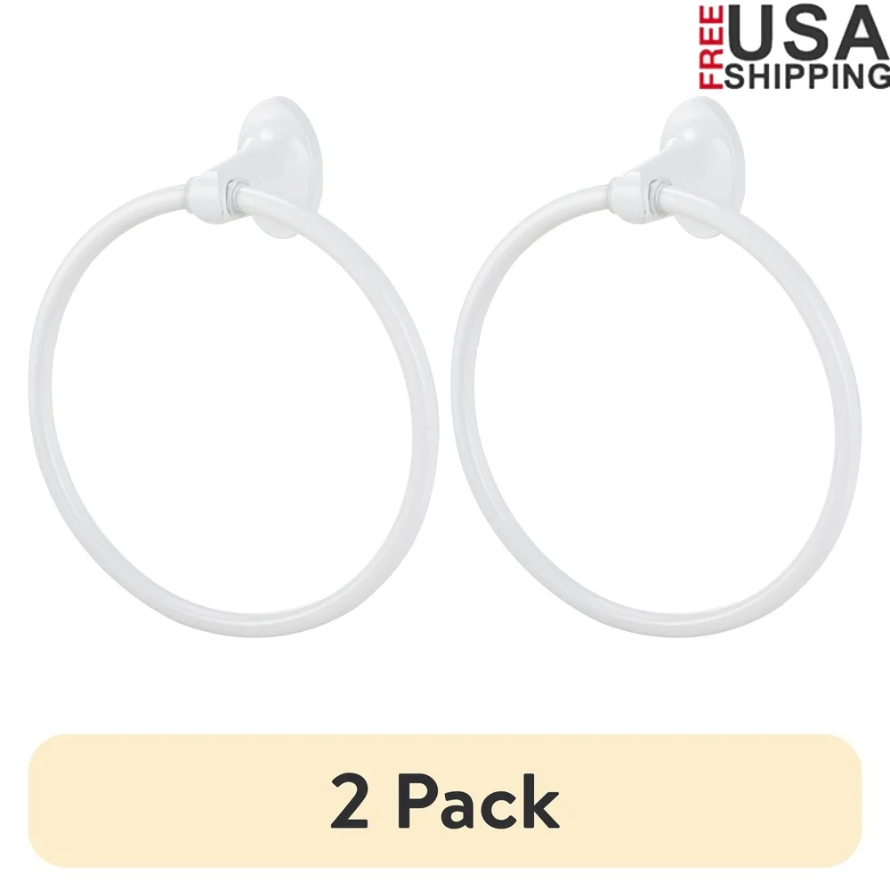 

Овальный стиль, стальной настенный держатель для полотенец, кольцо, устойчивое к ржавчине, аксессуар для ванной комнаты, простая установка, белая отделка