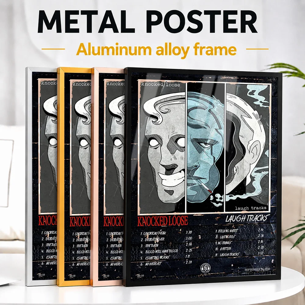 Knocked Loose Laugh Tracks Album Framed Aluminum Metal Poster Customized Recording Tribute Wall Art Ideal For Listening Lounge