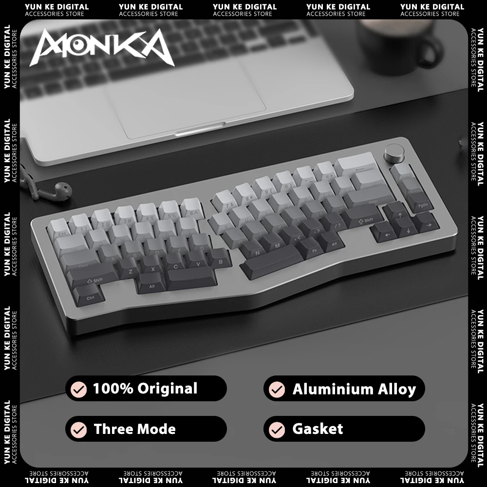 

MONKA Alice67Pro Mechanical Keyboard Aluminium Alloy Three Mode Alice Wireless Gaming Keyboard RGB 4000mAh Pc Gamer Mac Office