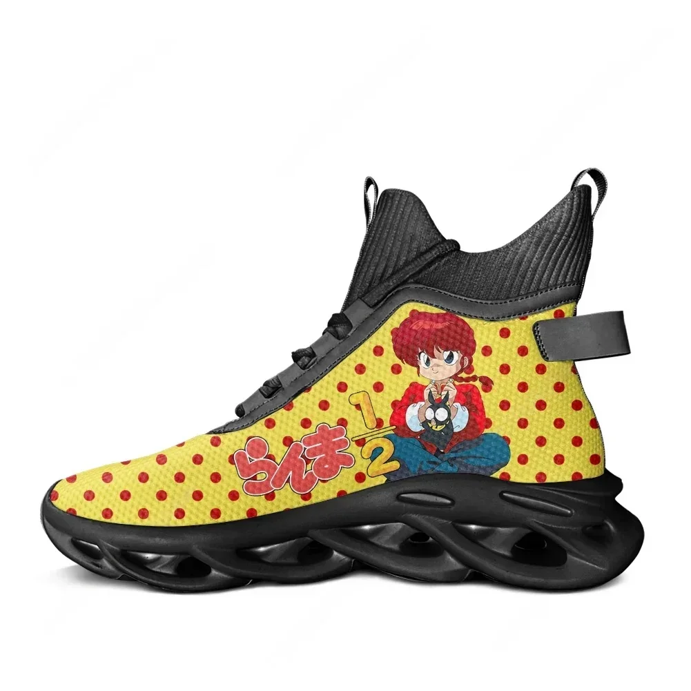 

Кроссовки Ranma High Top с рисунком аниме для мужчин, женщин и подростков, удобные кроссовки для бега, обувь из сетчатого материала на шнуровке, индивидуальная обувь