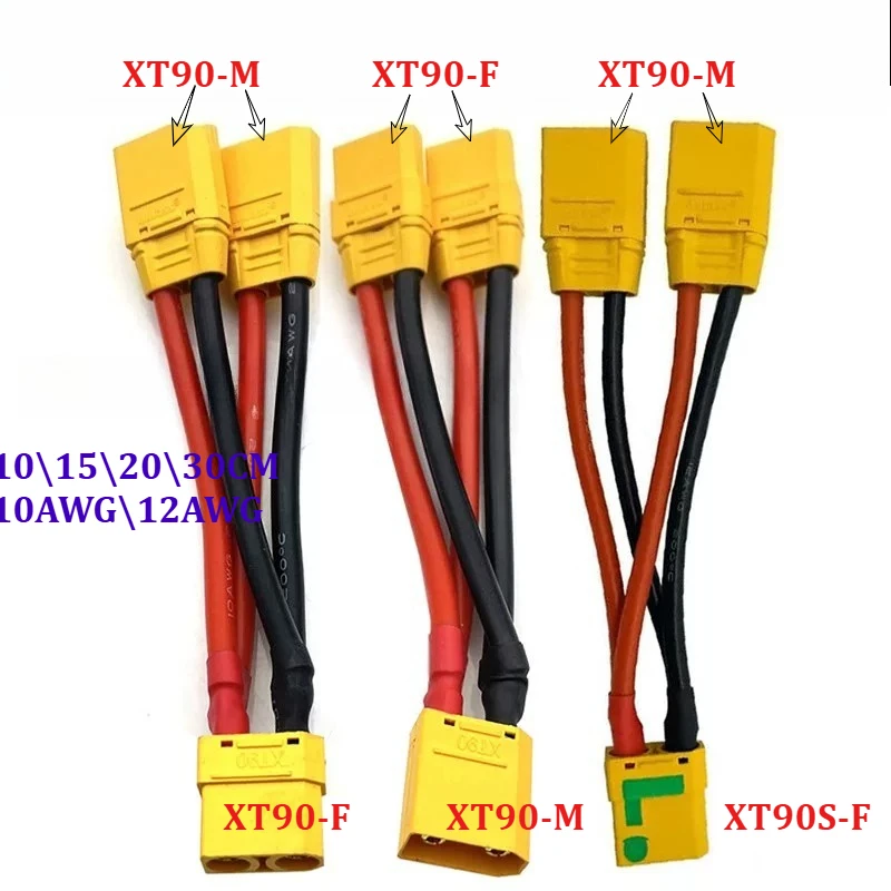 XT90 Parallel-Batterieanschluss Stecker/Buchse Kabel Doppelverlängerung Y-Verteiler 3-Wege 14AWG Silikonkabel für Batterieladegerät Motor