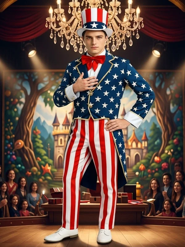 

Sam's Uncle Halloween Costume Adult Men's Independence Day Flag Set Cross-Border National Ethnic Stage Costume Outfit