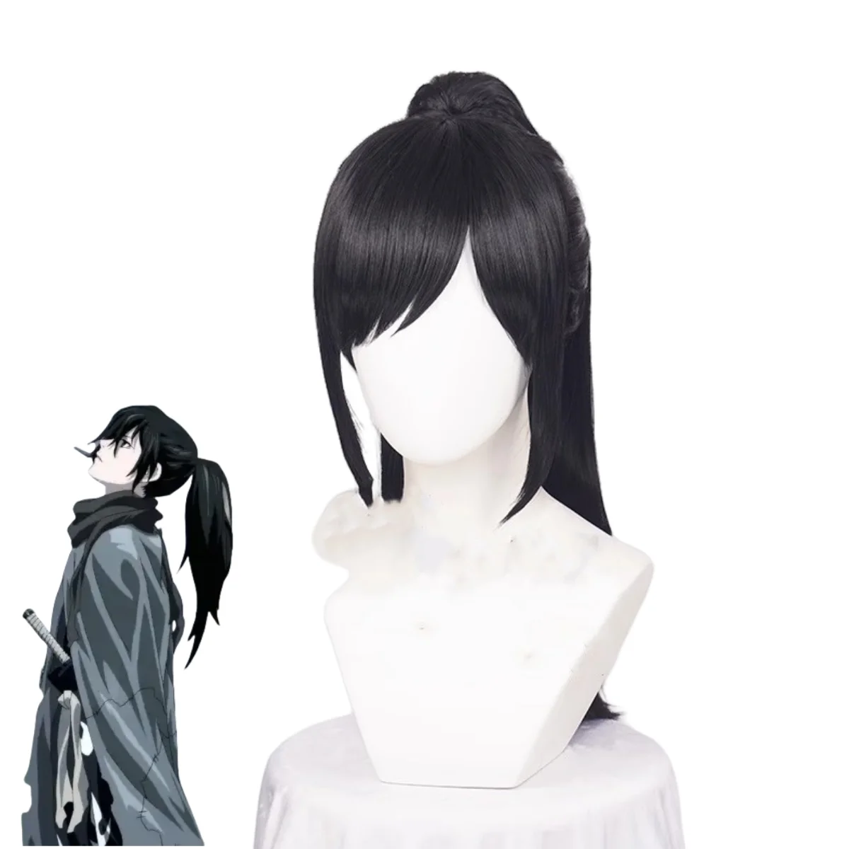 Anime Dororo Hyakkimaru Cosplay Costume Japanese Warrior Kimono Robe Cloak Coat Scarf Wig Adult Man Woman Halloween Suit view 6