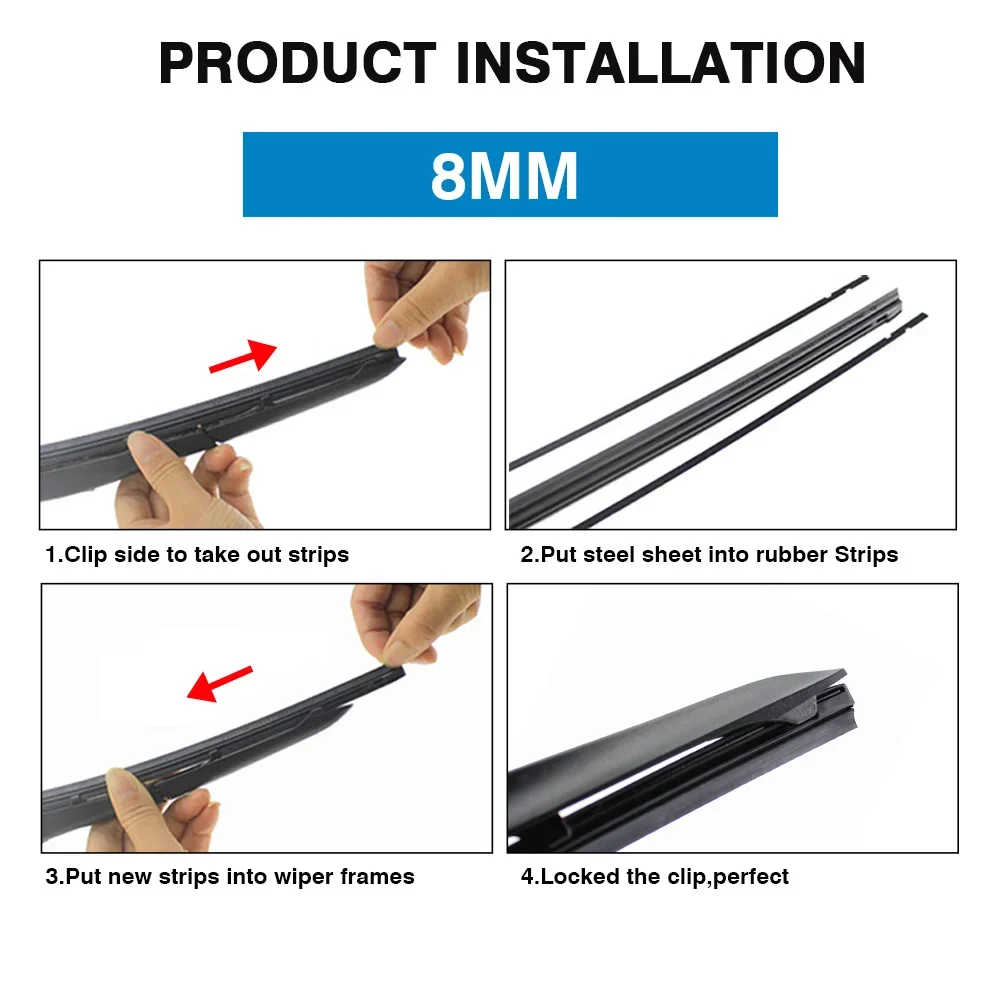 1Pcs Car Wiper Blade Windscreen Insert Rubber Strip 8MM 6MM 14\