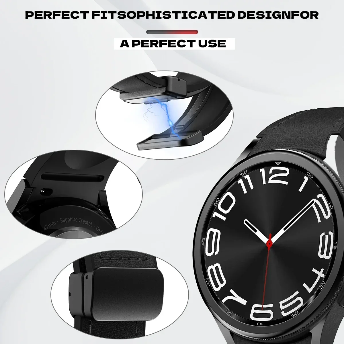 Samsung No Gaps Quick Fit Leather Strap Watch4/5/6 40 44mm Band Galaxy Watch6 Classic 43 47mm Sport Wristband Belt Watch 5 Pro image 5