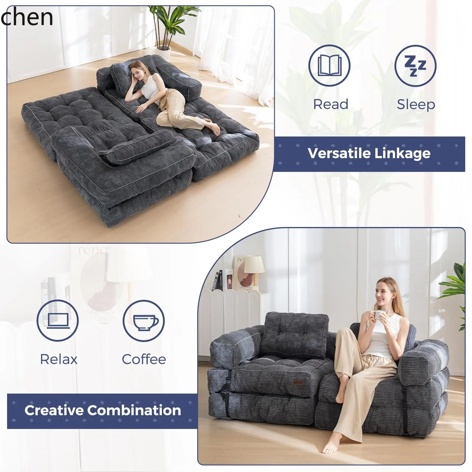 vacuum compressed sofa 2-in-1 foldable sofa bed living room tatami