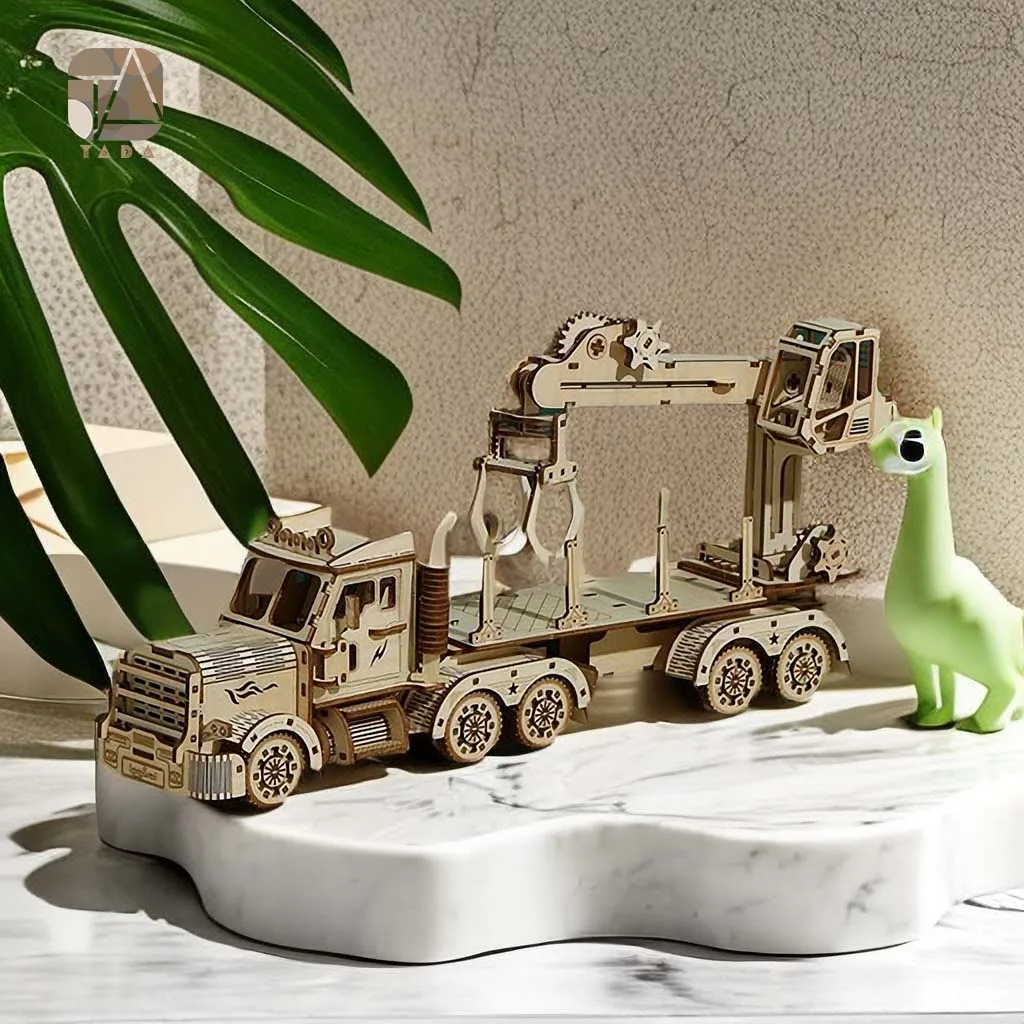 Tada DIY 3D Wooden Puzzle Toys Movable Truck Crane Assembly Gift Model Educational Game For Children Adult