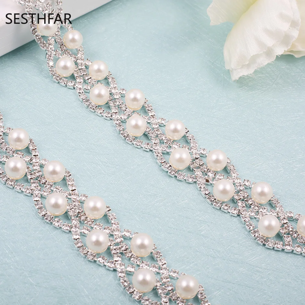 SESTHFAR  Sparkly Bridal Sash Belt Wedding Rhinestone Belts for Formal Dress Luxury Diamond Ribbon Belt Sash Bride Accessories