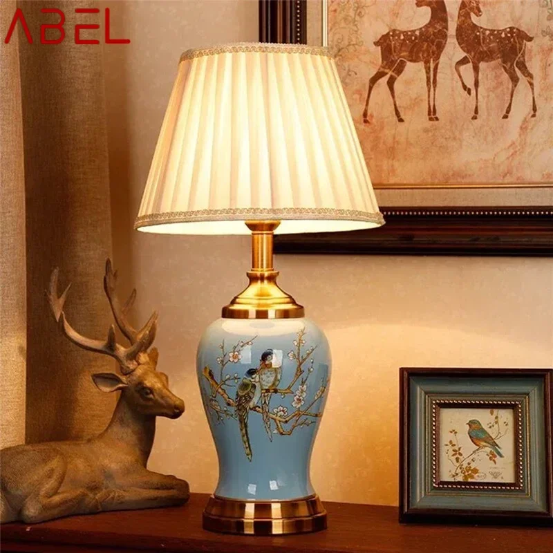 ABEL Contemporary ceramics Table Lamp American style Living Room Bedroom  Bedside Desk Light Hotel engineering Decorative