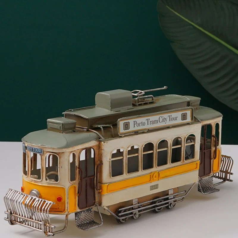 

Lisbon tram wrought iron model industrial style handicraft soft decoration niche tabletop ornament American retro punk