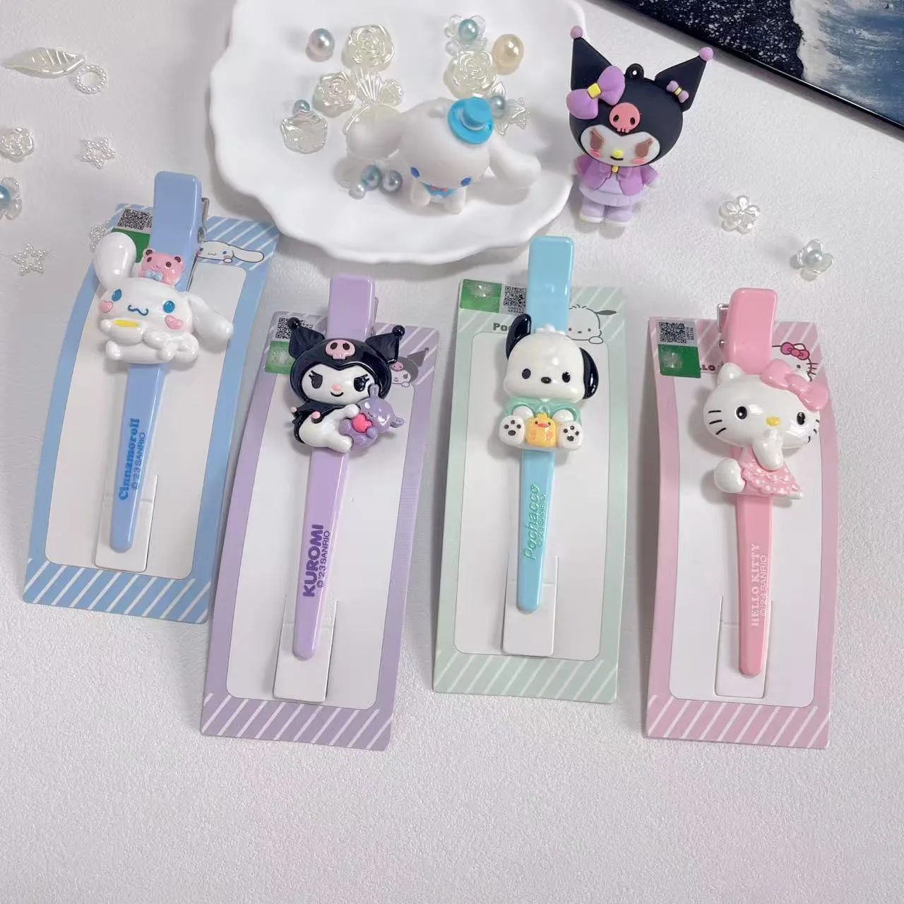 

Kawaii Hello Kitty Kuromi Cinnamoroll мультяшная кукла длинная заколка для волос аниме Sanrio Girly Heart милые детские аксессуары для волос