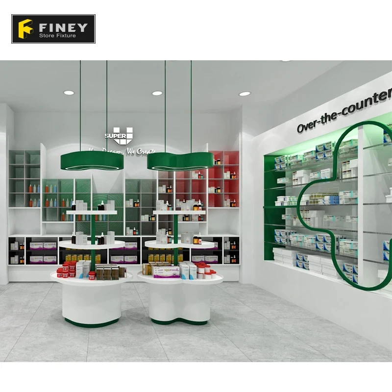 

Customize.Factory Manufacture Drugstore Pharmacy Rack Display Pharmacy Retail Shop Interior Display