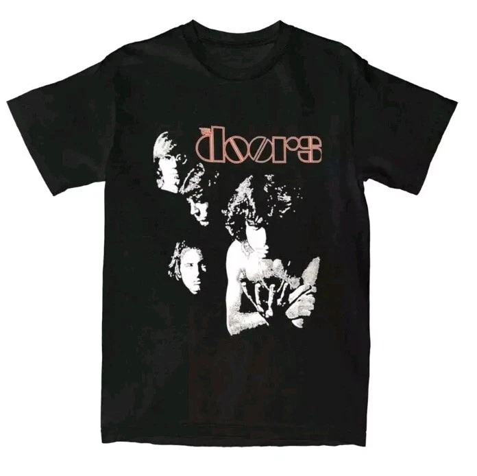 تي شيرت The Doors 70's Rock N Roll Band Style تي شيرت قطني عالي الجودة غير رسمي على الموضة تي شيرت جرافيك تي شيرت رجالي
