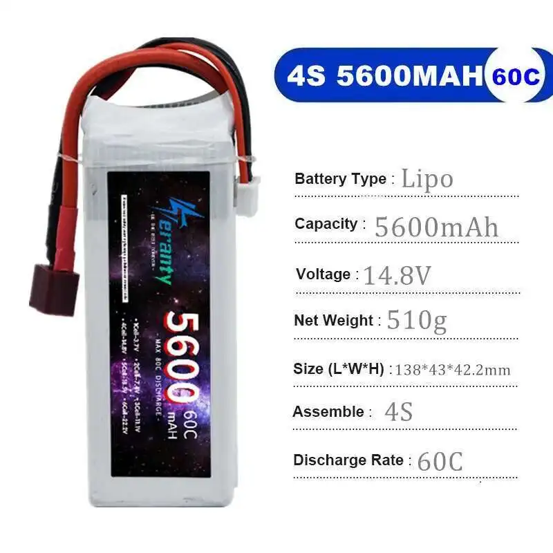TERANTY 5600MAH 60C 2S 3S 4S 6S يبو بطارية ل RC هليكوبتر الطائرات كوادكوبتر سيارات طائرة 7.4 فولت 11.1 فولت 14.8 فولت 22.2 فولت البطارية