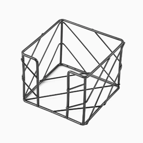 

Black Iron Memo Dispenser Cube Notepad Holder Large Capacity Desk Organizer For Office School Dorm Supplies Hollow Design