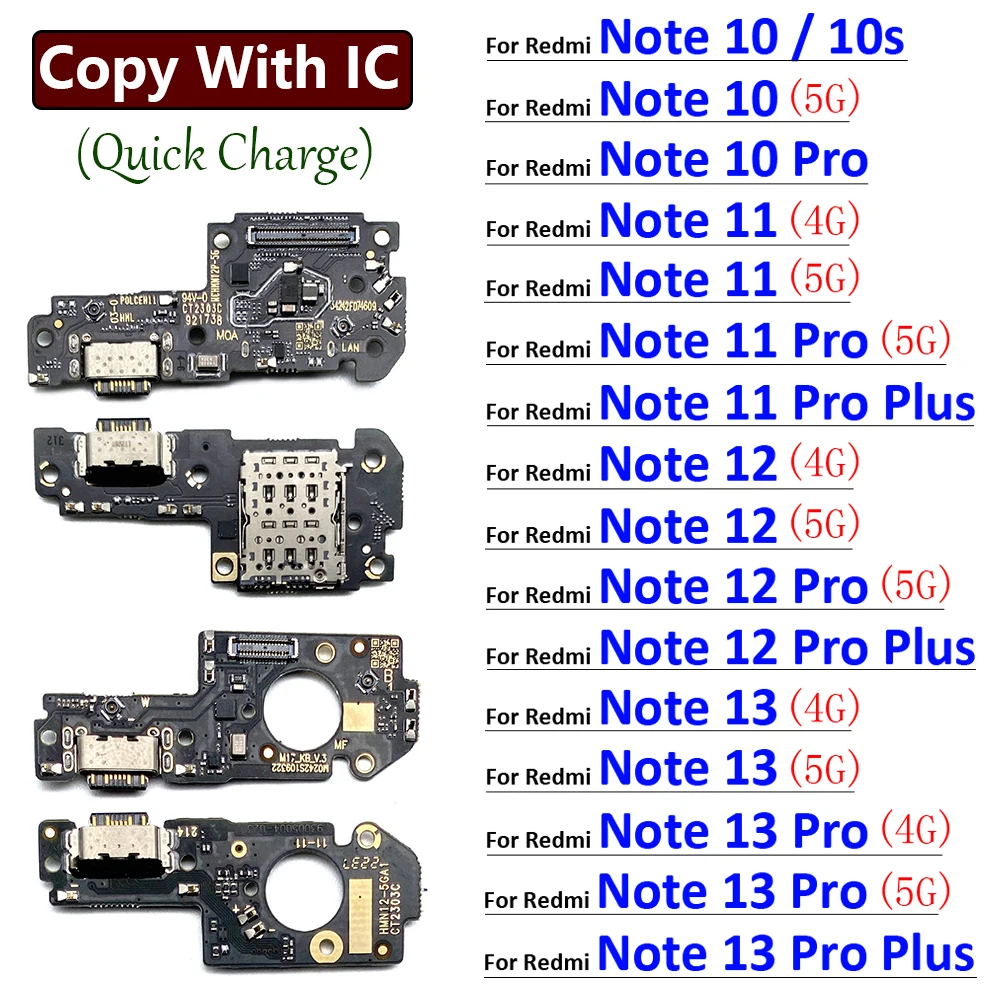 New USB Charging Port Dock Charger Connector Board Flex Cable For Xiaomi Redmi Note 10 10s 11 12 13 Pro Plus 4G 5G