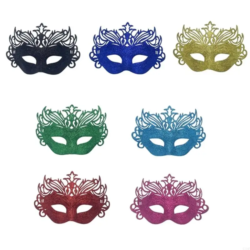 

Y3NE Lightweight Plastic Crowns Mask With Glitter Powder Function Adjustable Half Face Design For Costume Balls Halloween