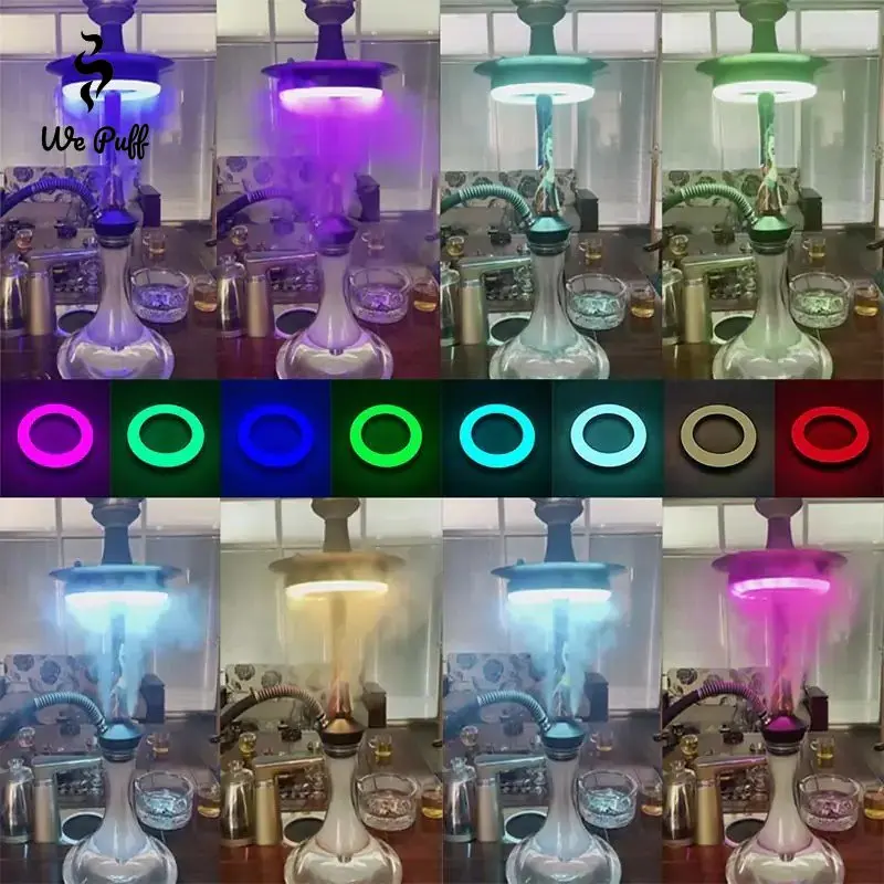 WE PUFF Colorful LED Hookah Shisha Lights Show Ring Lamp Magnet /Viscose Two Types with Remote Control Chicha Smoke Accesoires