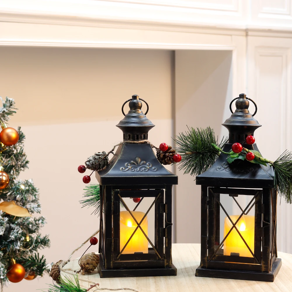 Small Metal Candle Holder Black Retro Candle Lanterns Hanging Lantern for Bedroom Living Room Garden Patio Parties Home Decor