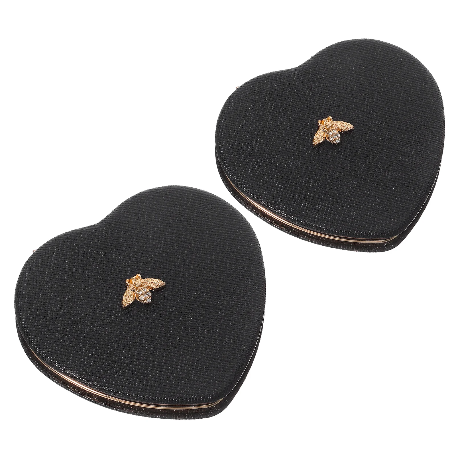 2 個のハート型コンパクトミラー ミニ折りたたみ式 財布用 旅行用 デスク用 女性 女の子用 クリアで正確な反射