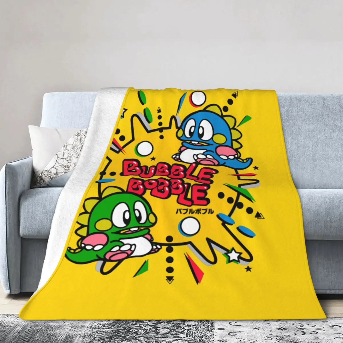 Bubble Bobble Video game cute Arcade Retro Gaming blanket Anime decor Anime Blanket for Room Throw blanket oversized 60