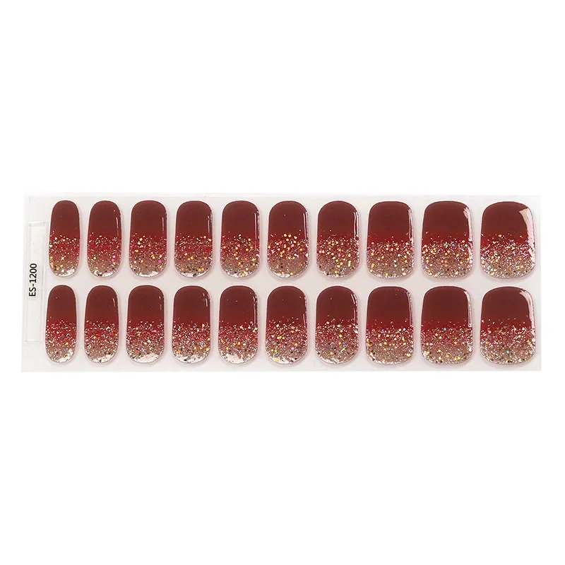 20Tips French Gel Nail Strips Patch Sliders Adhesive Waterproof Long Lasting Full Cover Gel Nail Stcikers UV Lamp Need