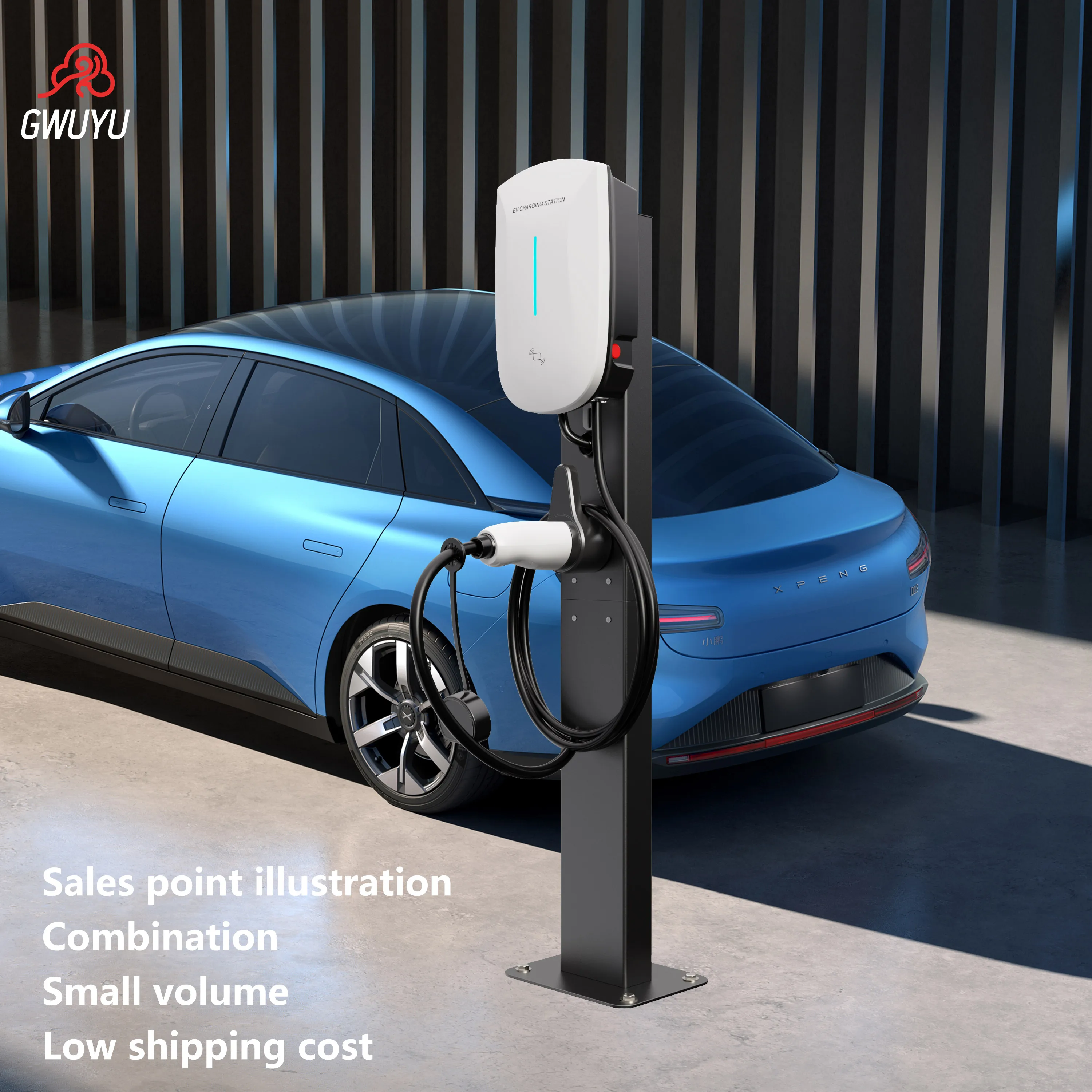 GWUYU Aluminiumlegierung EV-Ladeständer 1M 1,3M Weiß Schwarz Freistehender EV-Ladepfahl Rostfreie Wallbox-Halterung für Ladestationen für Elektrofahrzeuge – Detail 4