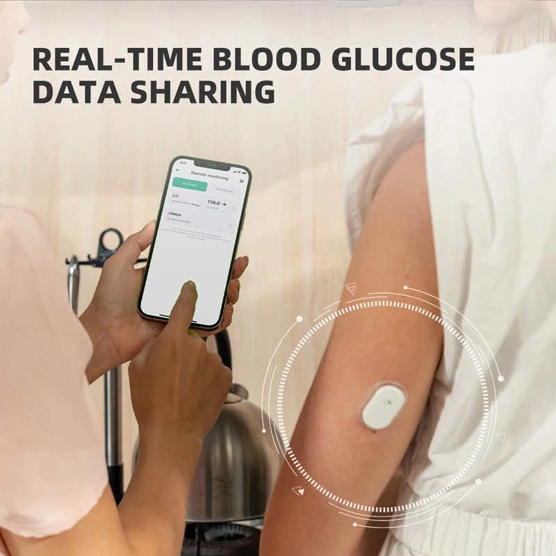 24h Real-time Bluetooth Multilingual System Sibionics Dynamic Blood Glucose Monitoring CGMS Remote Data Share Freestyle Libre