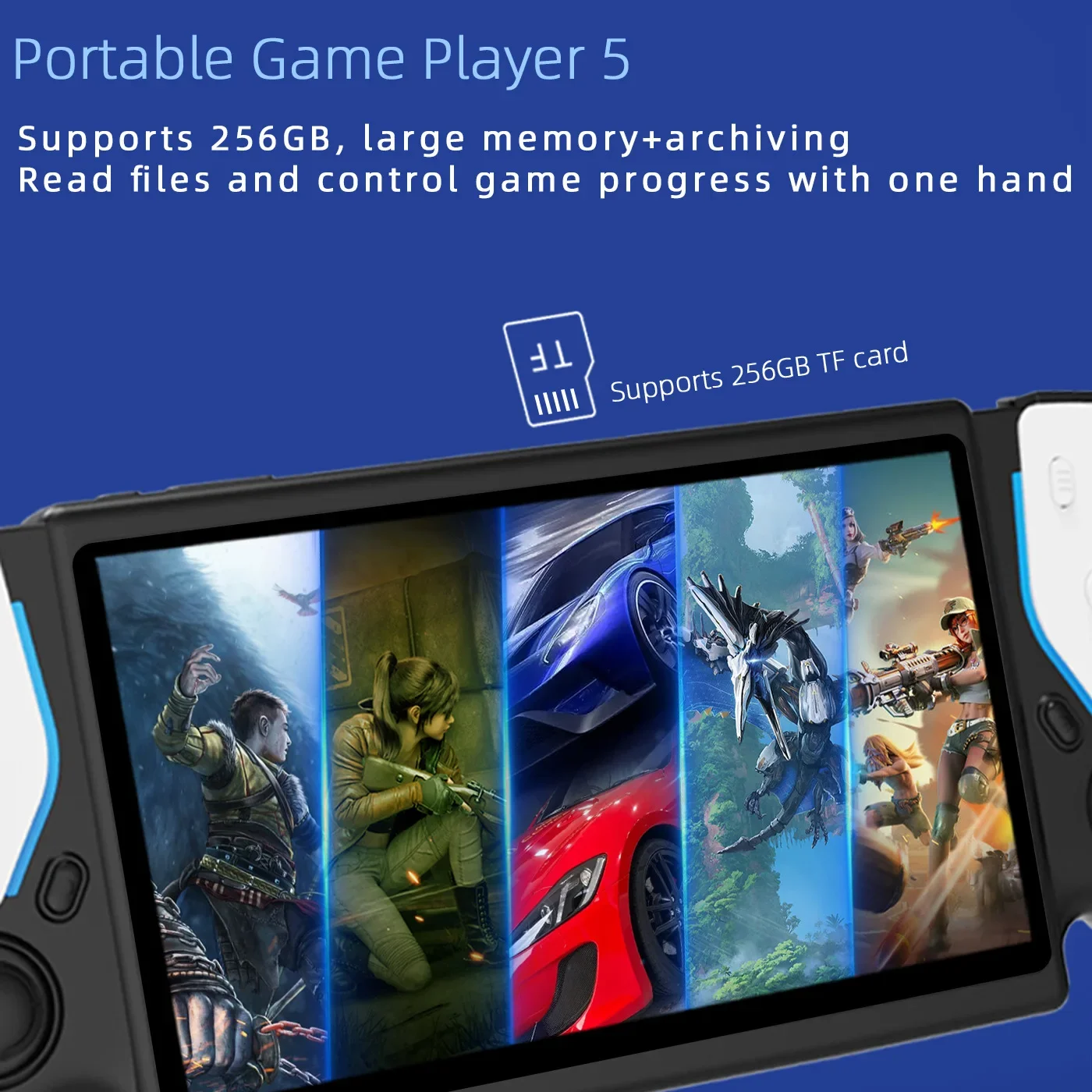 For PSP 7Inch Portable Handheld Game Console HC8000 Retro Handheld Game Console 64G P5 Arcade Dual Controller Joystick Player