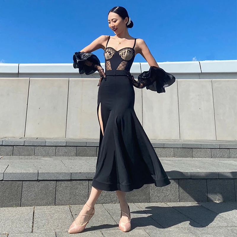 ฤดูร้อนLatin Dance Topsผู้หญิงผู้ใหญ่Suspender Leotards Rumba Latinเต้นรําเสื้อผ้าการฝึกอบรมTopsสวมใส่BL16027