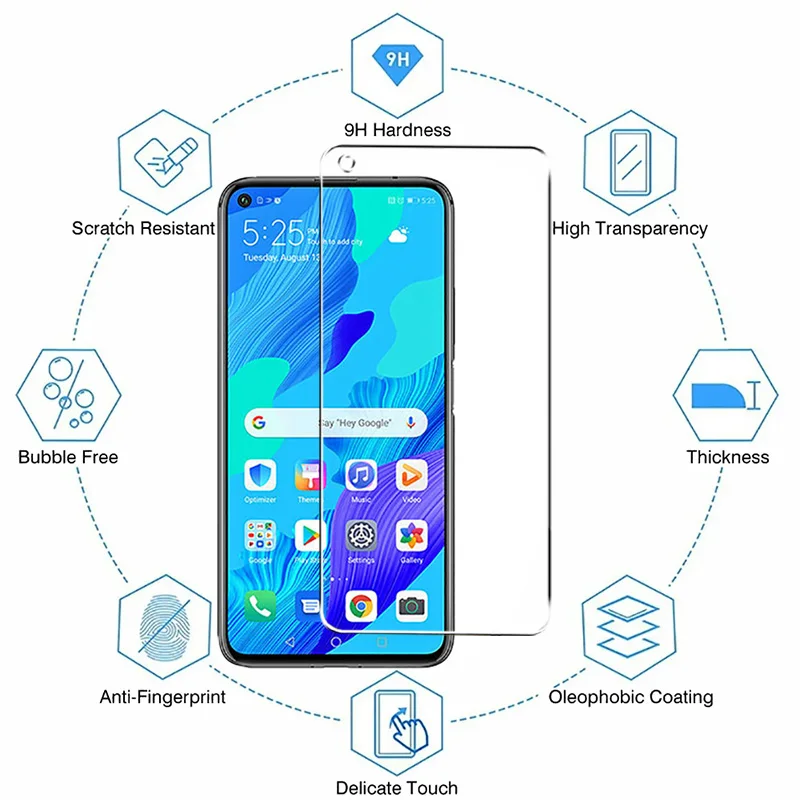 6in1 Fronts+Lens Tempered Glass For Huawei Nova 5T P30 lite P40 Lens Cover For Huawei Nova 5T P30 lite P40 HD Screen Protector