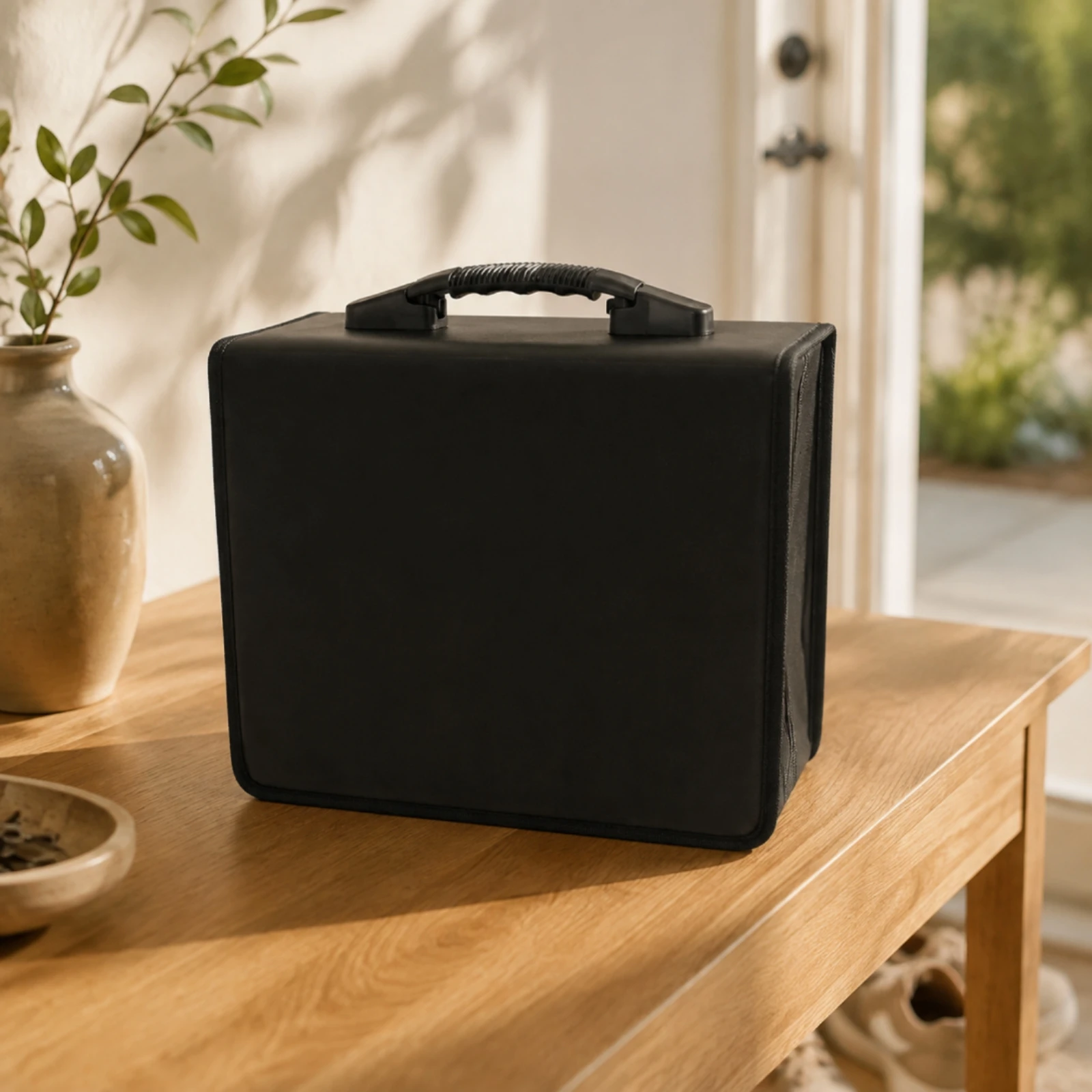 PU Leather CD Storage Case Large Capacity Disc Organizer with Zipper PU Leather DVD Binder Structured for Office Organization