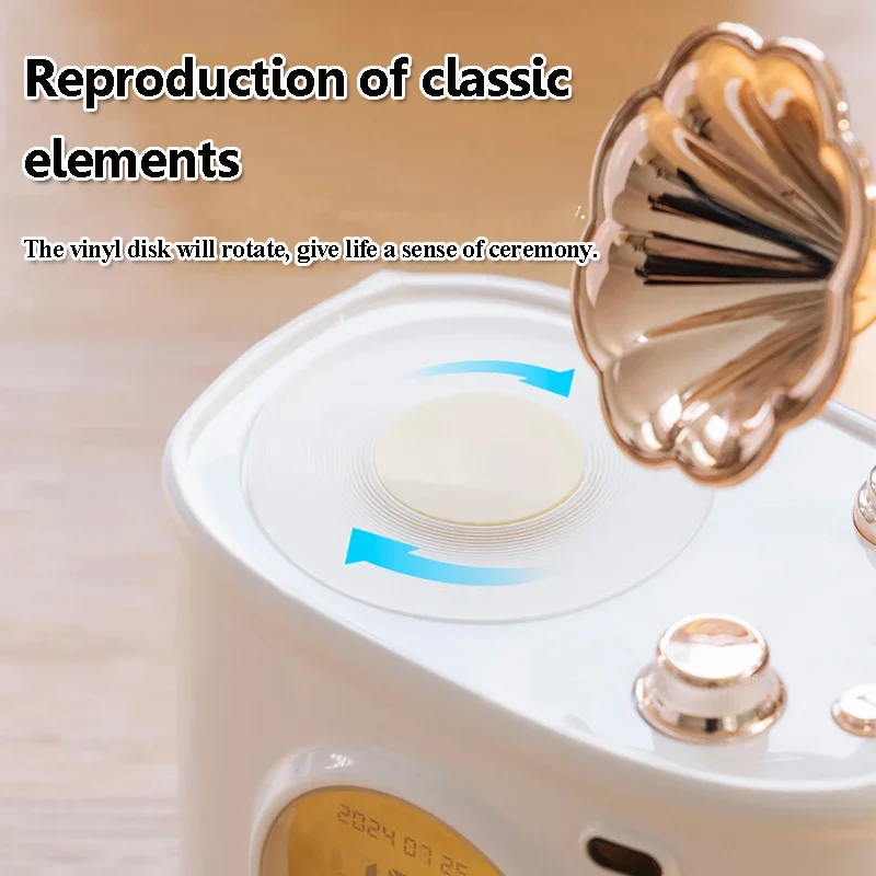 Mini Vintage Clock Bluetooth Speaker Wireless Hifi Sound Music Box Classic Retro Music Player Support Alarm Clock TF Card AUX