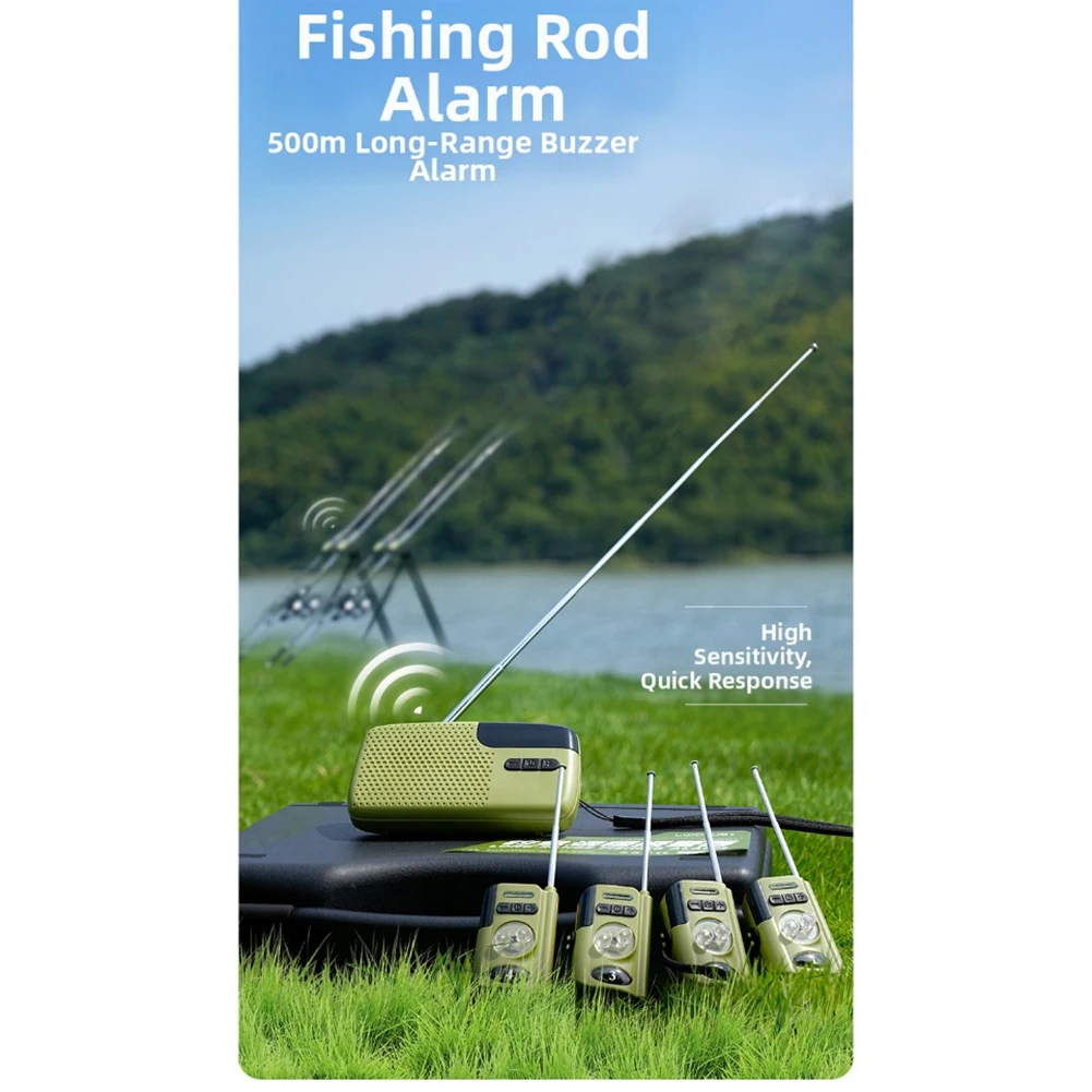 

Fishing Rod Alarm Set for Sea Fishing with 500m Wireless Range Multi Channel Volume Control and High Sensitivity