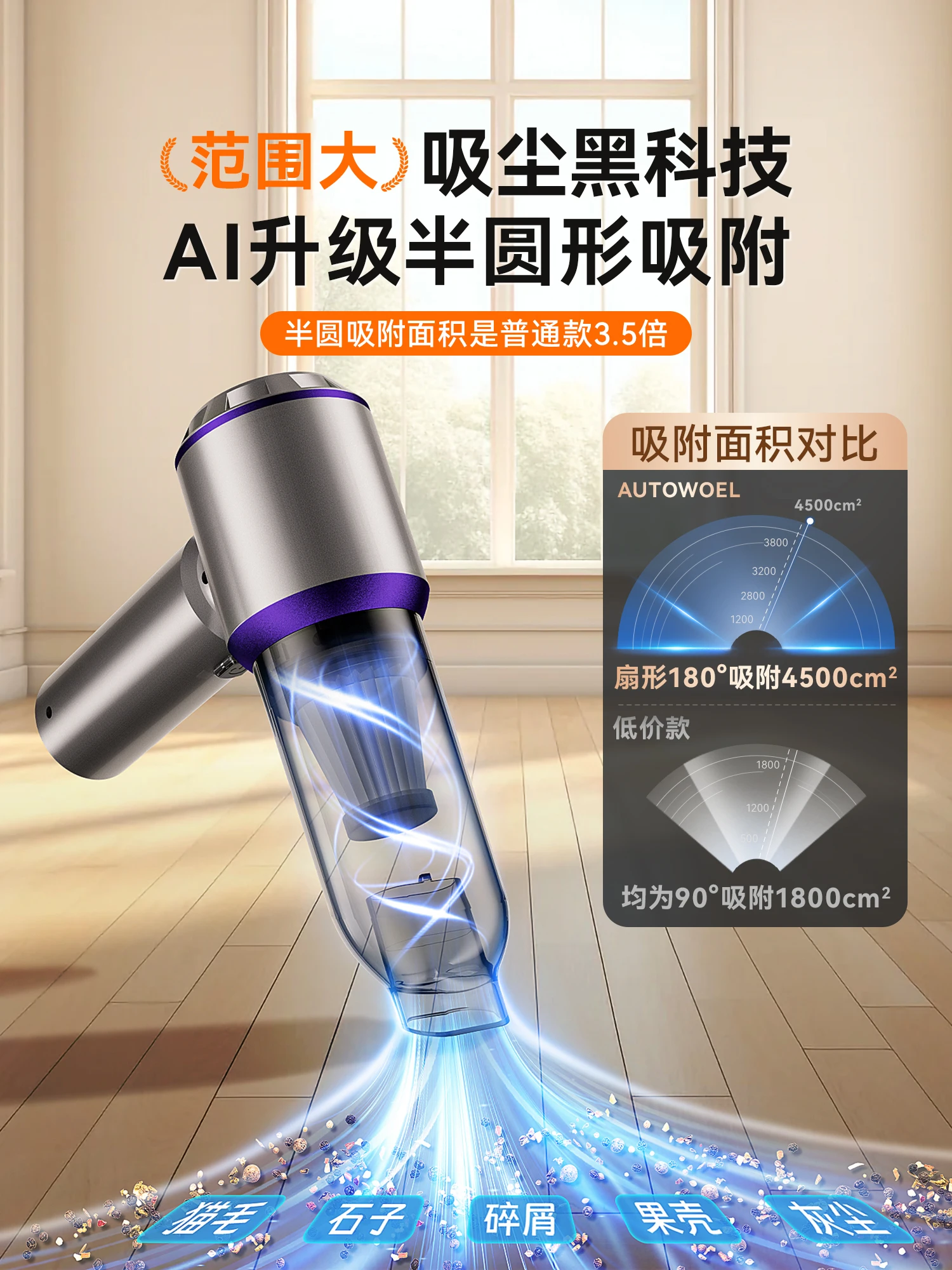 

Window gap vacuum cleaner household car load wasteland cleaning handheld small large suction wireless window sill cleaning