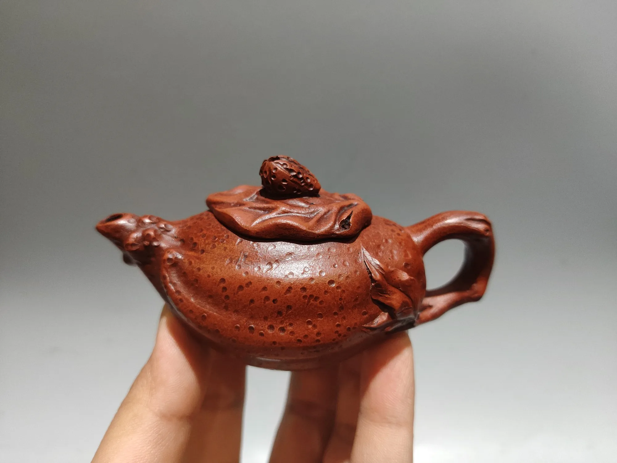 

4"Chinese Yixing Purple Clay Teapot Lotus root shape Buddha's hand citron pot Kettle Teapot Amass wealth Ornaments Town house