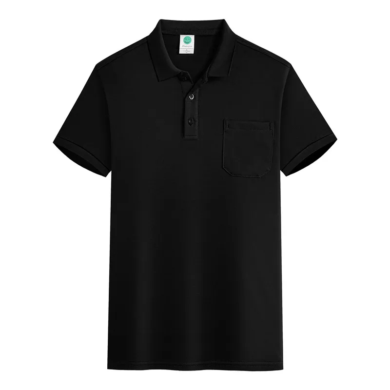 Letnie Business Casual krótka, Slim koszulki Polo z kieszenią dla kobiet i mężczyzn solidne oddychające eleganckie damskie i męskie krótkie koszulki Polo