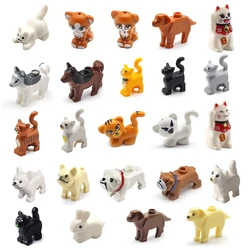MOC Building Blocks Pets Husky White Kitten Puppy Bulldog Zoo Pet Building Blocks Scene Decoration Props Children's DIY Toy Gift