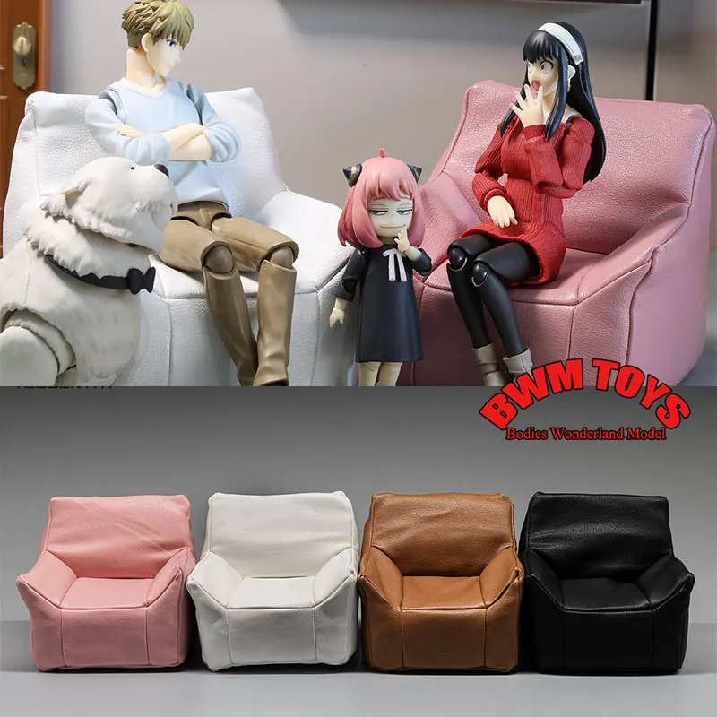 

В наличии: миниатюрный кожаный диван-реклайнер для кукол BJD 6 дюймов, масштаб 1/12, аксессуар для кукольного домика.