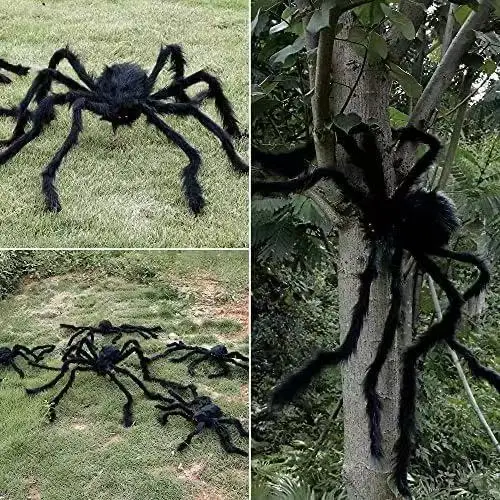 30-125 ซม.ฮาโลวีนจําลองแมงมุมของเล่นบ้านสวนฉากตกแต่ง Props เปล่งแสงน่ากลัว Big Spider รุ่น