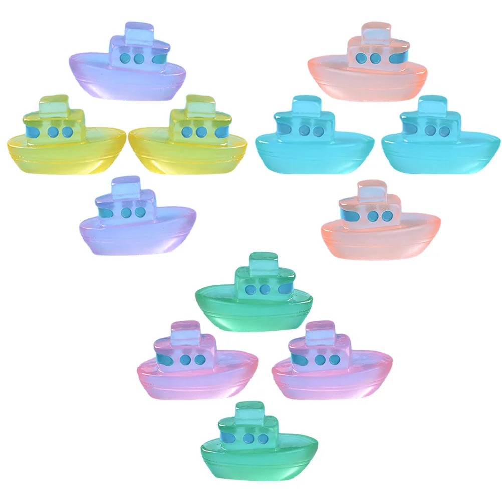 12 Pcs Micro Landscape Cruise Miniatures Fish Aquarium Accessories Boat Ornaments