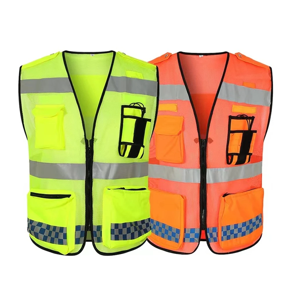 

Orange Safety Vest High Visibility Reflective Breathable Mesh Work Vest Motorcycle Cycling Night Riding Security Clothing