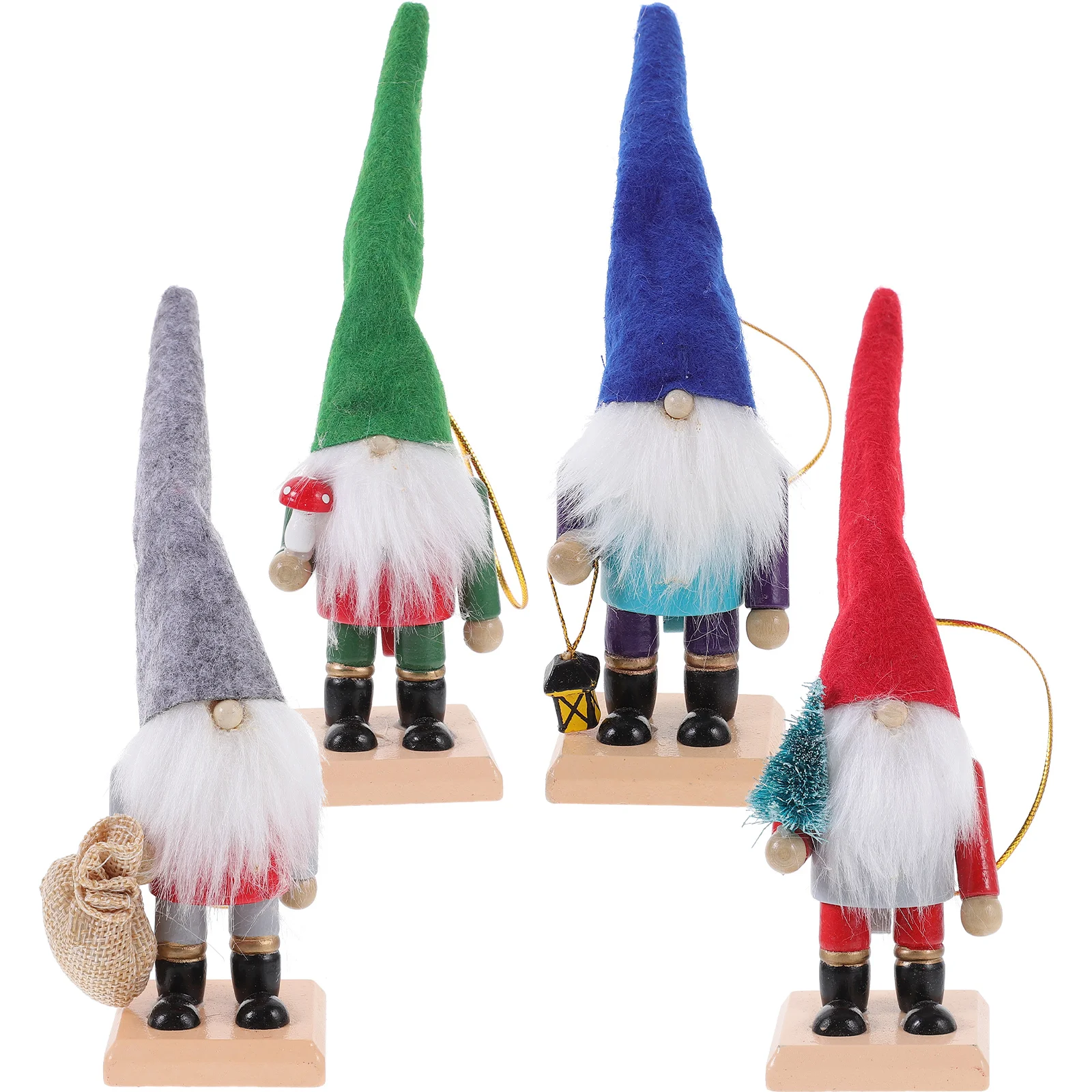 

4 Pcs Wooden Christmas Decorations Cloth Hat Nutcracker Santa Claus Desktop Ornaments (15cm Set of Four) 4pcs Nutcrackers Gnome