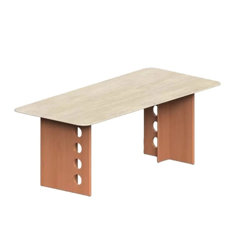 medieval rock slab dining table, household small apartment cherry wood workbench, all solid wood dining table and chairs