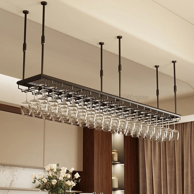 

Подвесная полка для бутылок вина с держателем для бокала для вина, перевернутая полка для хранения, настенный органайзер для домашнего бара, кухни, красного вина