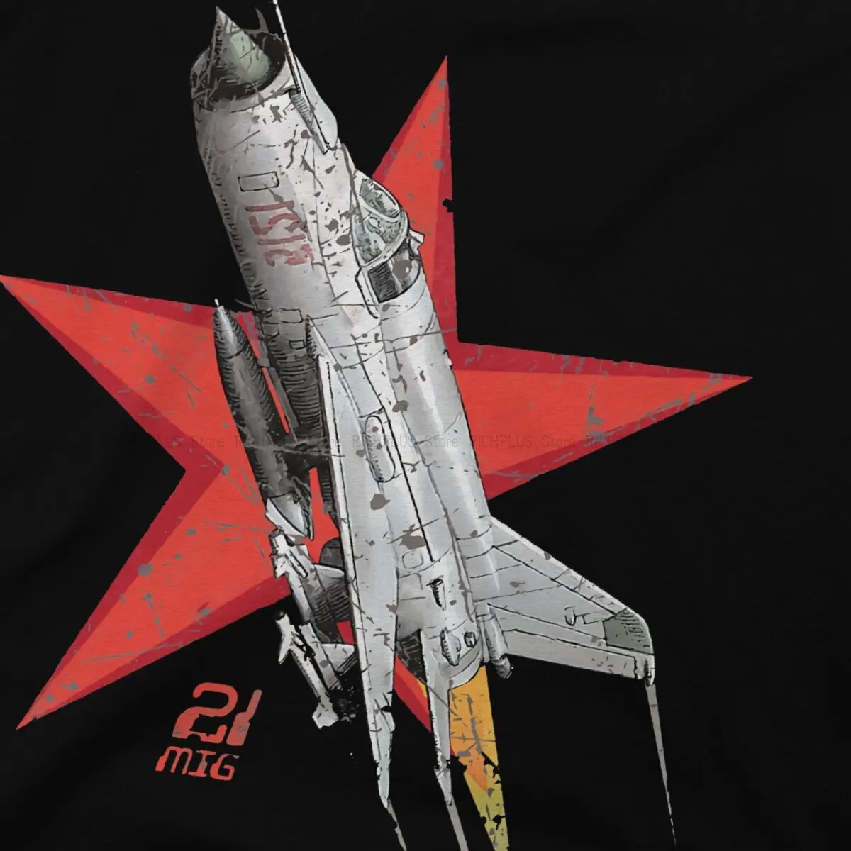 MIG 21 Vintage Soviet Fighter Aircraft Unique TShirt Russian USSR CCCP Leisure Polyester T Shirt Summer Stuff For Adult