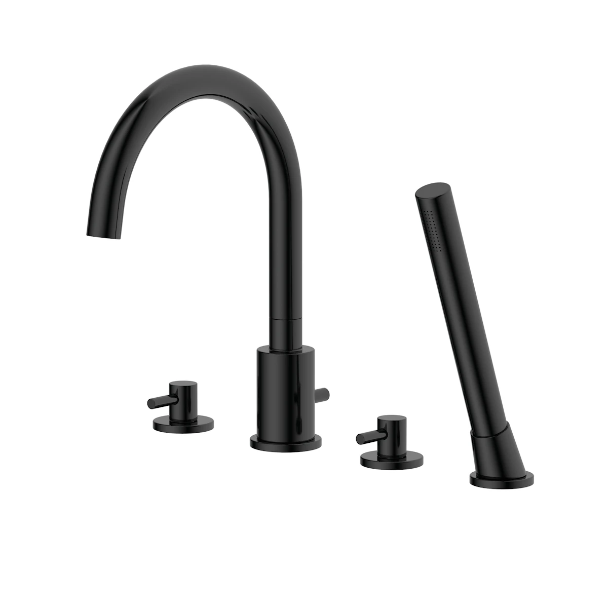 Deck Mounted 4 Holes Bathtub Shower Faucet With Head Shower Bathroom Plating Black