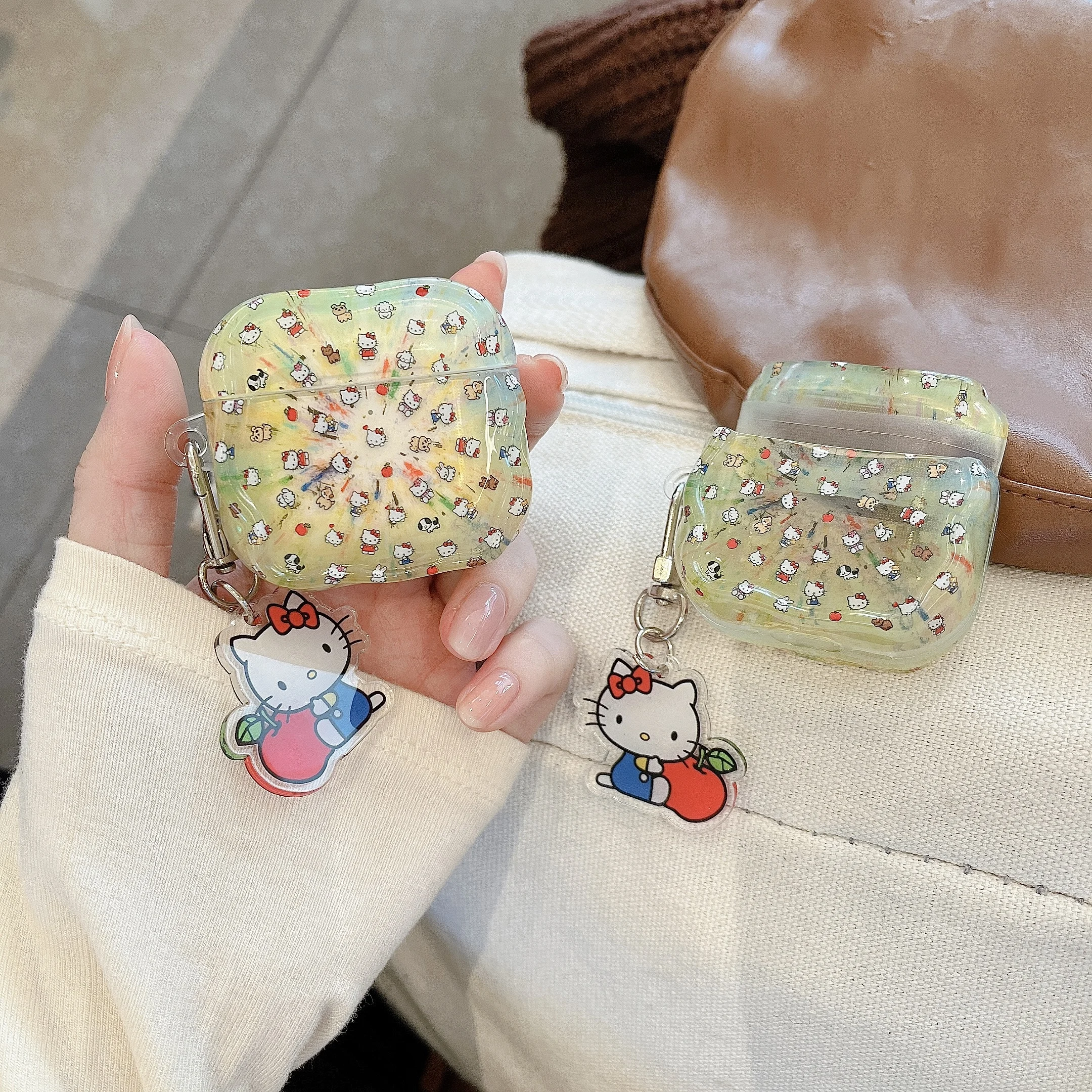 The Design Style Is Fresh And Cute For HelloKitty Headphone Case For Airpods 4, 2, 3, 1, Pro, Pro2,Pro3 Anti-drop TPU Hard Cover