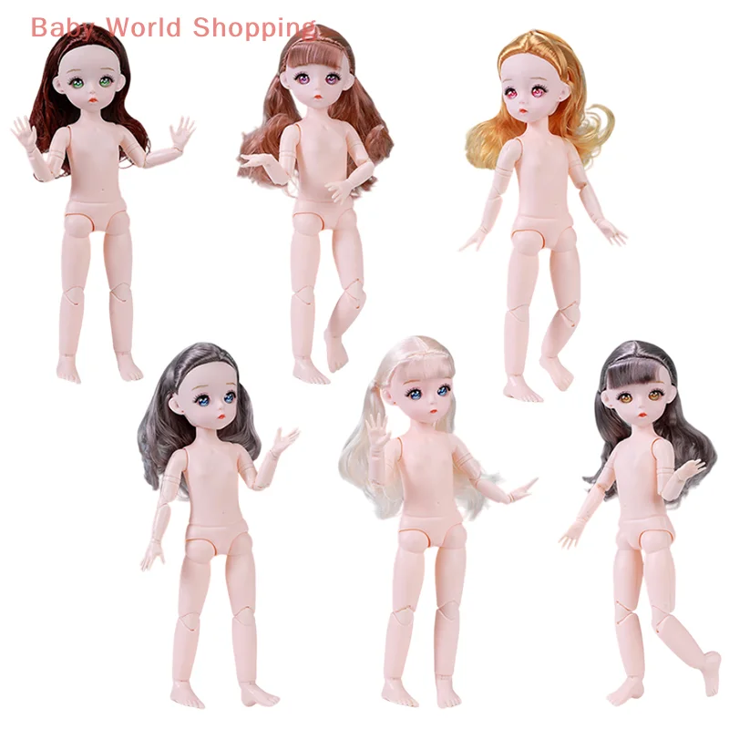 30 سنتيمتر دمية وجه هزلي لطيف 1/6 BJD دمية فستان لعبة متعددة ألوان الشعر عارية دمية الأطفال والفتيات لعبة هدية