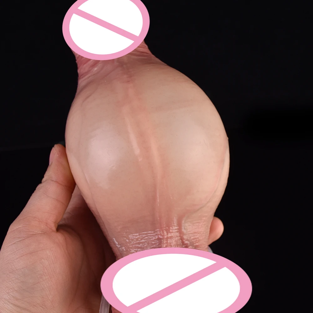 SXXY Realistischer Vorhaut-aufblasbarer Spritzdildo mit Sauger, Silikon, künstlicher weiblicher männlicher Hintern, erweiterbar, aufblasen, Sexspielzeug 18